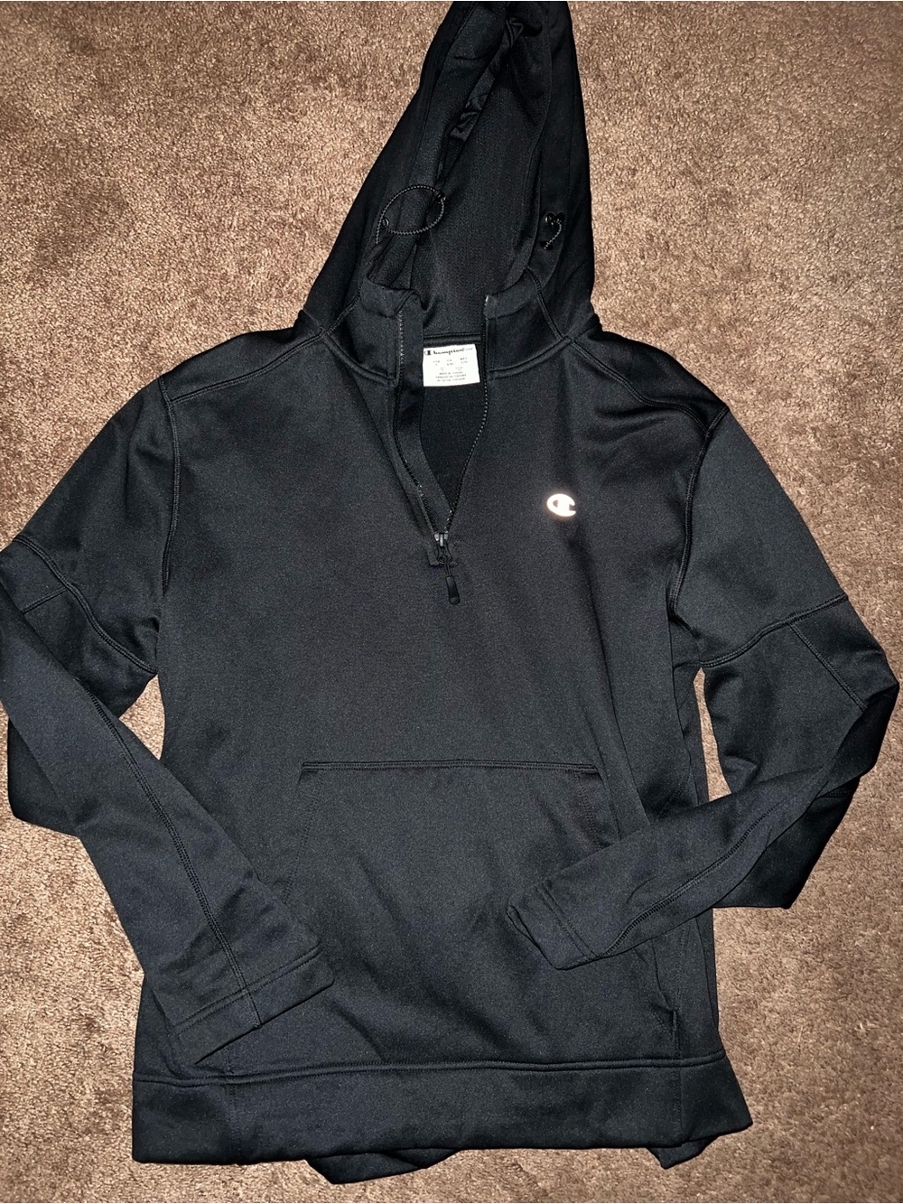 Champion Men's Black Zip-Up Hooded Pullover
